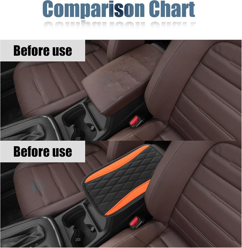 Vrasly Car Center Console Cover, Universal Leather Waterproof Armrest Seat Box Cover Protector, Comfortable Car Decor Accessories Fit for Most Cars, Vehicles, SUVs-Orange - Image 5